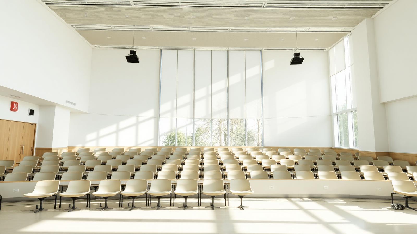 Sunlit modern lecture hall
